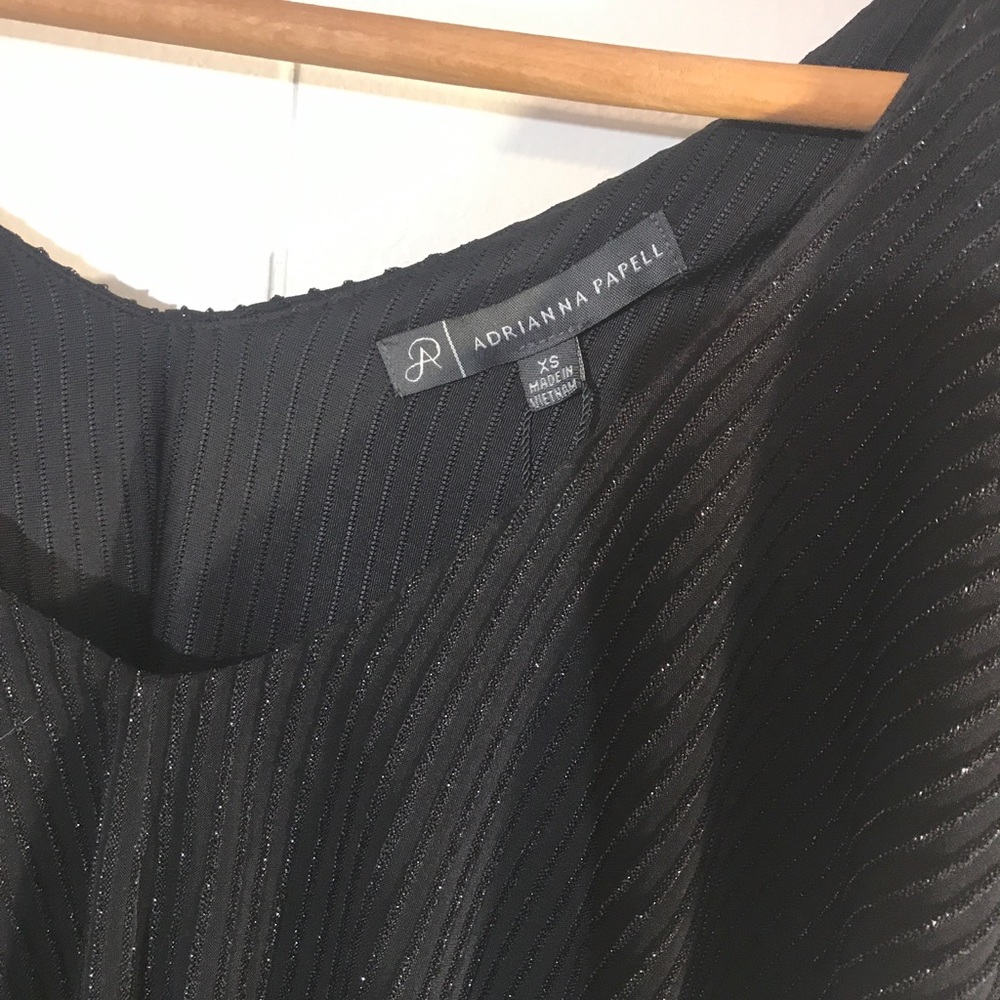 Adrianna Papell Sparkle Stripe Ruffle Top - Picture 5 of 8